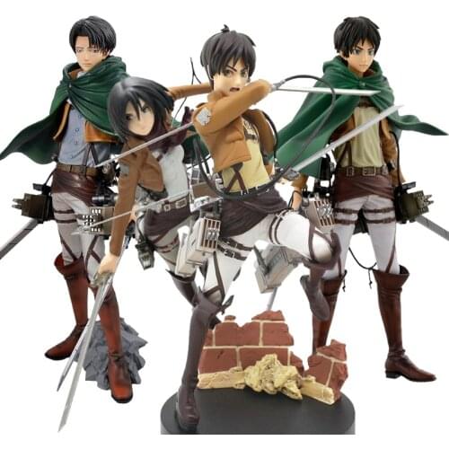 Bandai MSP Attack on Titan Eren Jaeger Levi Ackerman Mikasa Ackerman Action Figure Ornament Model Toys