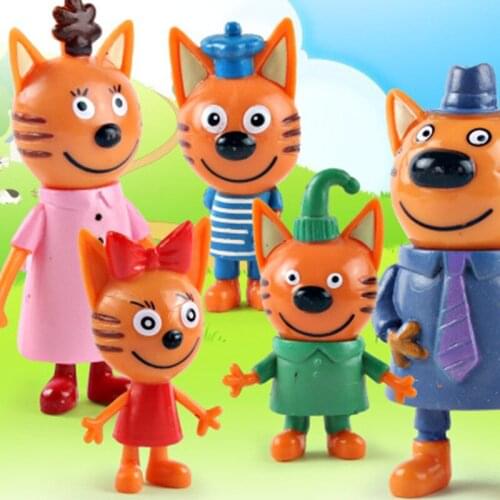 5pcs/lot Three Little Kittens Action Figure Toys Russian Cartoon Anime Mini Happy Cats TpnkoTa Doll For Children Christmas Gift