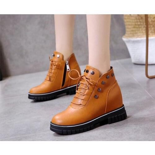 Women‘s lace-up high-heeled Breathable classic elegant boots shose cancise pumps winter Soft and comfortable wedges wome