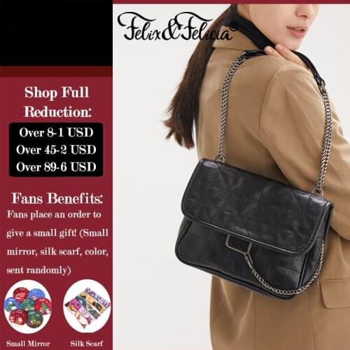 FELIX & FELICIA Brand Fashion Shoulder Bags For Women Genuine Leather Crossbody Handbags Retro Designer Chain Messenger Flap Bag