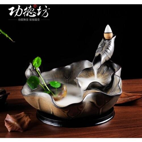 Merit Fang King Lotus Moonlight back wood incense burner base ornaments best selling creative Lotus incense