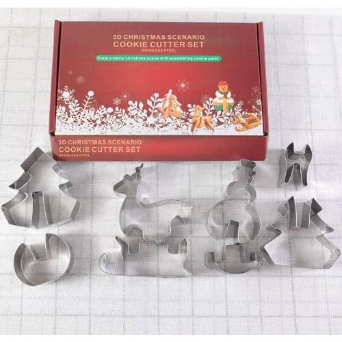 Christmas Cookie Mold Stainless Steel 8-Piece DIY Mould Cookie Cutter Tools Cake Decorating Maker Kitchen Gadgets Accessories
