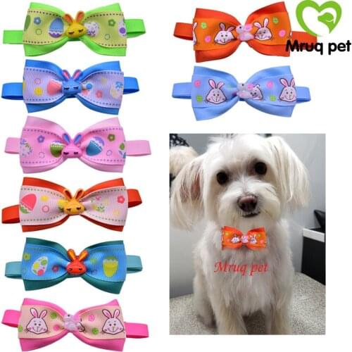 60pcs/Lot Cute Pet Puppy Dog Cat Bow Ties Adjustable Easter Rabbit/Bunny Patterns Dog Bowties Dog Accessories Pet Supplies