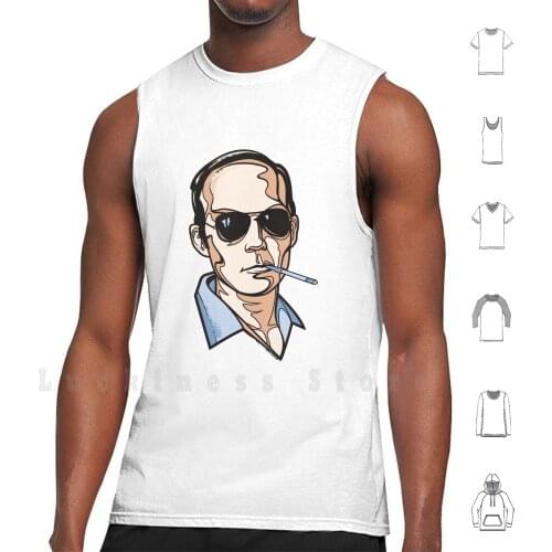 Hunter S. Thompson tank tops vest 100% Cotton Cloxboy Hunter Thompson Pop Cool Humor Geek Cute Cartoon Retro Nerd Vector