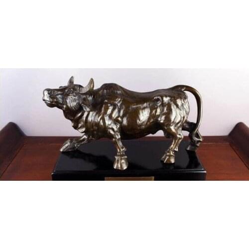 7 Chinese folk Feng Shui Copper Bronze lucky Zodiac Year Ox Bull Oxen Cow Statue