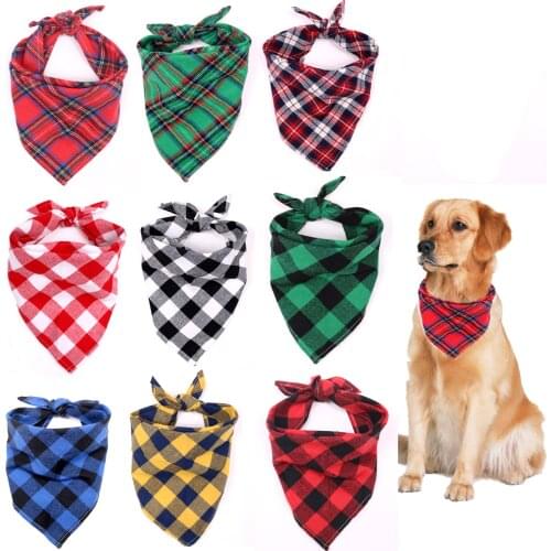 Classic Red Black Plaid Pet Dog Bandana Cat Puppy Kerchief Pet Grooming Accessories Pet Neckerchief Scarf Dog Saliva Towel