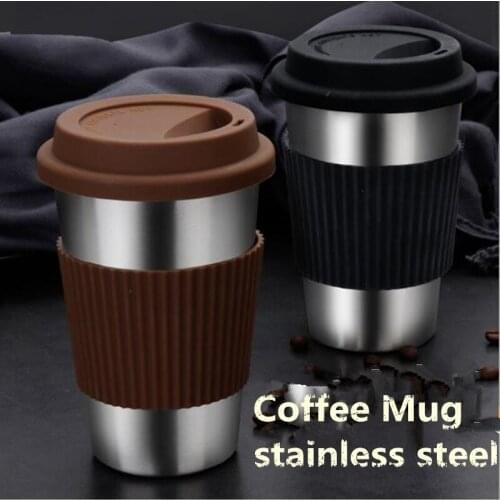 Industrial Style Stainless Steel Coffee Mug Hand Cup With Lid Coffee Milk Cup Office Coffee Tea Cups Travel Mug Gifts