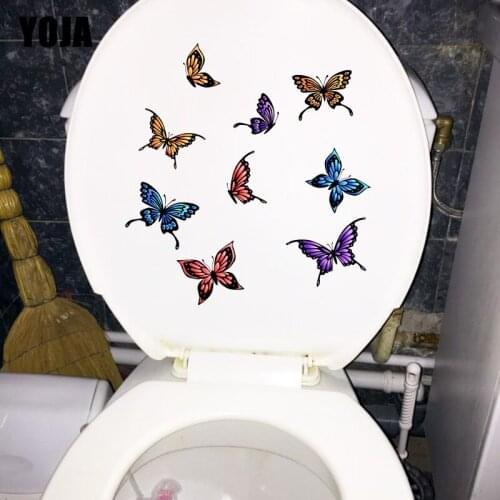 YOJA 19.8X21.3CM Colorful Butterfly Cartoon Kids Bedroom Wall Sticker Lovely Animal Toilet Decor T1-2072