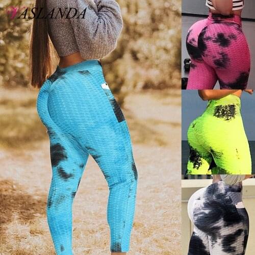 Workout Leggings for Women Scrunch Butt Lifting Sport Pants Seamless High Waist Tie Dye Leggings Anti Cellulite Textured Tights