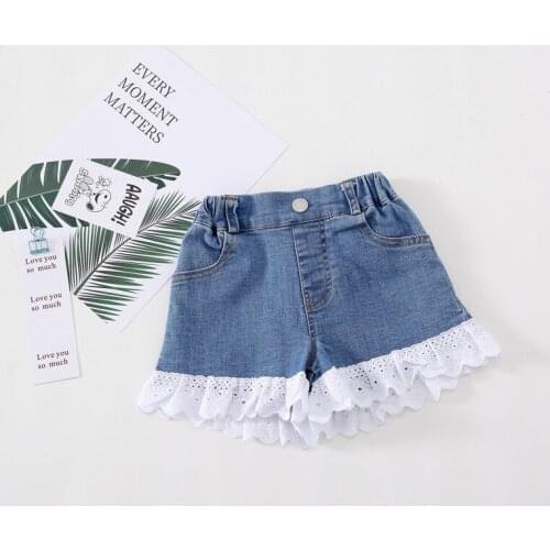 Summer Fashion Beauty Cute 2 3 4 5 6 Years Children Short Jeans girls Pants Baby Kids Girls Denim lace Hole Shorts toddler pants