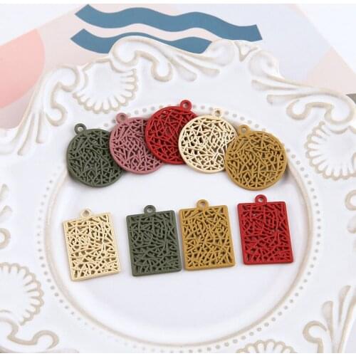 Mini Order Scrub Spray Rectangular Round Pendant Alloy Oil Drop Charms DIY Handmade Jewelry Earrings Accessories Materials 10pcs