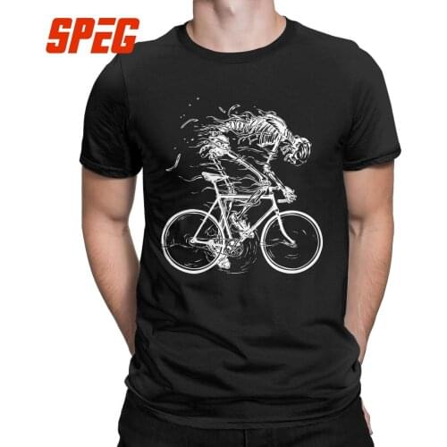 Skeleton Skull Cycle Mens T Shirt Novelty Tees Short Sleeve Crew Neck T-Shirt 100% Cotton 4XL 5XL Clothes