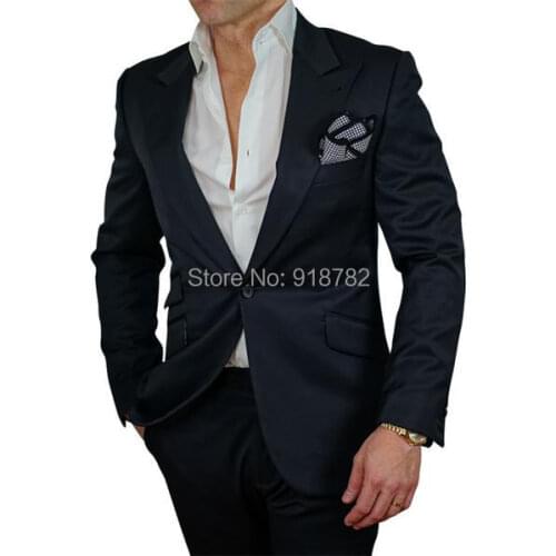 Terno Masculino Slim Fit Suits Men 2018 New Designer Black Peaked Lapel Formal Party Prom Dress Tuxedo Men Suits With Pants