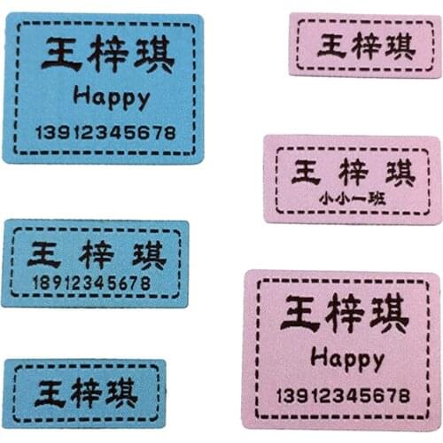 Boys Girls Embroidery Iron On Name Stickers Custom Labels Clothes School Uniform Personalized Cotton Washable Blue/Pink Tags