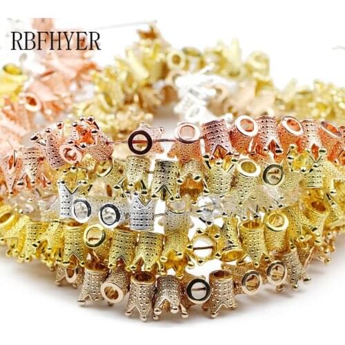 RBFHYER Natural Stone Hematite Gold Silvers Emperor Crown Loose Beads For Handmade bracelet Jewelry Making Accessories Wholesale