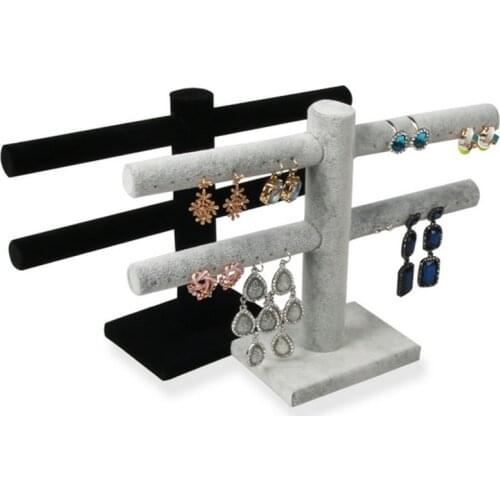 New 2016 Double-deck Flannelette+PVC Pipe Earrings Ear Stud Finger Ring Show Shelf Jewellery Display Props