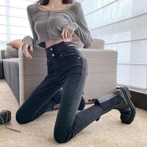 2021 New Arrival Wholesale Woman Denim Pencil Pants Top Brand Stretch Jeans High Waist Pants Women High Waist Jeans