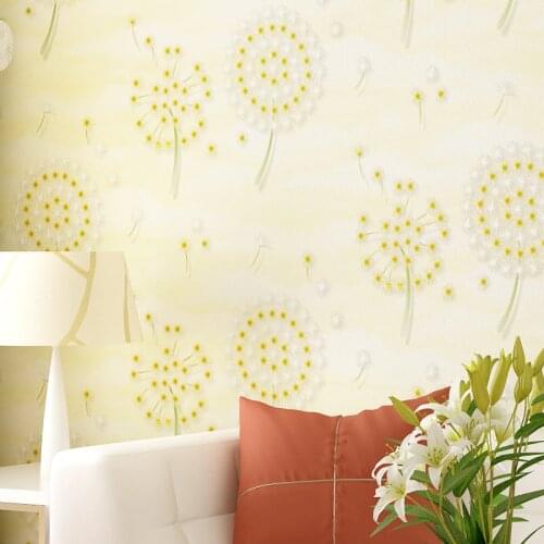 Beibehang Big dandelion-dimensional wallpaper pastoral living room bedroom romantic marriage room TV background wallpaper