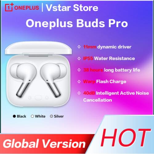 Original OnePlus Buds Pro TWS Earphone Qi certified Wireless Charge LHDC Audio 38 Hours Battery IP55 40dB Adaptive Noise