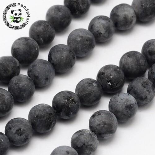 PandaHall 4mm/6mm/8mm/10mm/12mm Natural Labradorite Semi Stone Jewelry Loose Necklace Bracelet Beads Strands, Frosted, Round