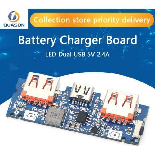 Lithium Battery Charger Board LED Dual USB 5V 2.4A Micro/Type-C USB Mobile Power Bank 18650 Charging Module