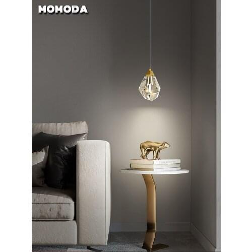 Postmodern Crystal Pendant Lights Lighting Luxury Brass Hanging Lamps Bedroom Bedside Dining Room Household Simple Light Fixture