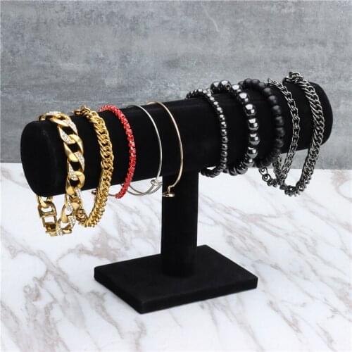 Portable Velvet Bracelet Display Stand T Bar Stand For Bracelet Chain Necklace Watch Holder Rack Fashion Jewelry Organizer