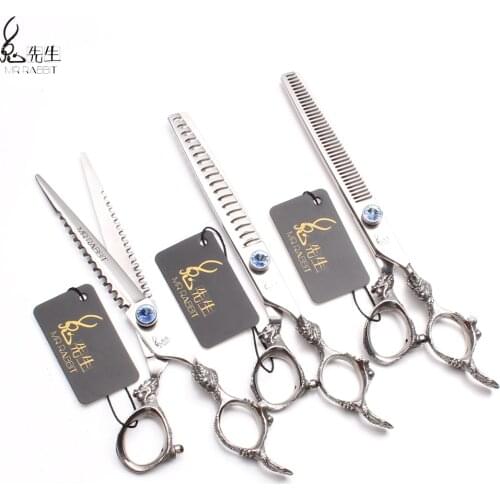 Professional Pet Scissors 7" Mr Rabbit Brand 440C Cats Straight Scissors Thinninng Shears Dog Grooming Kit Animal Scissors M9109