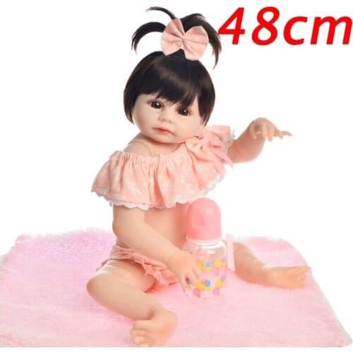 48cm Full Body Silicone Reborn Baby girl Doll Realistic Newborn Babies dolls Child toy Gift Artist handcrafted Play House doll