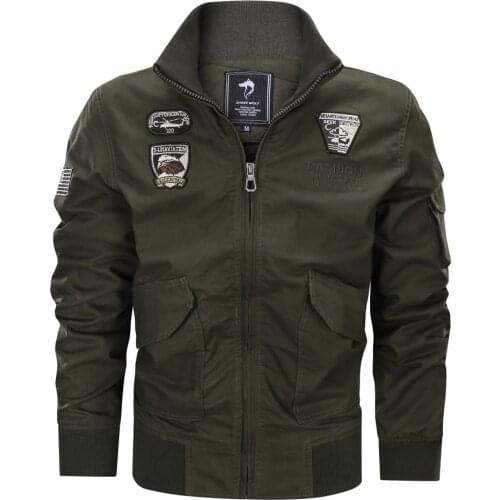 Shanghai Story Mens Flight Jacket Lightweight Bomber Outdoor Windbreaker Jacket Slim Fit with Eagle Patterned