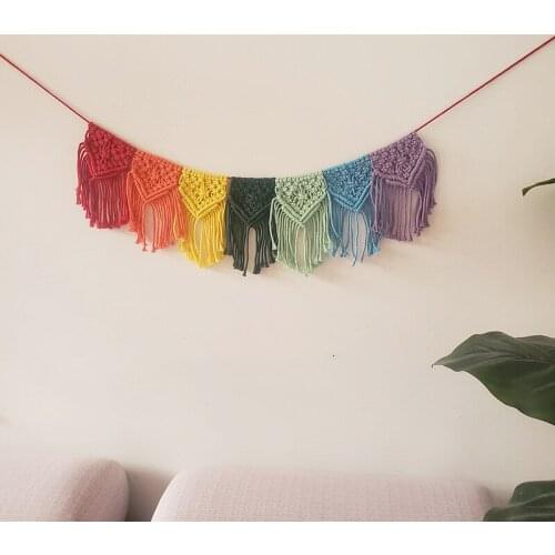 Nordic Cotton Rainbow Garlands Kids Room Wall Hanging With Tassel Decor Nursery Woven Knitted Decor Props For Home Tent Ornament