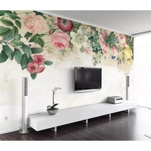 Modern Hand Painting Rose Photo Mural Wallpaper Wall Decor mapa del mundo para pared Wallpapers for Bedroom Romantic Custom