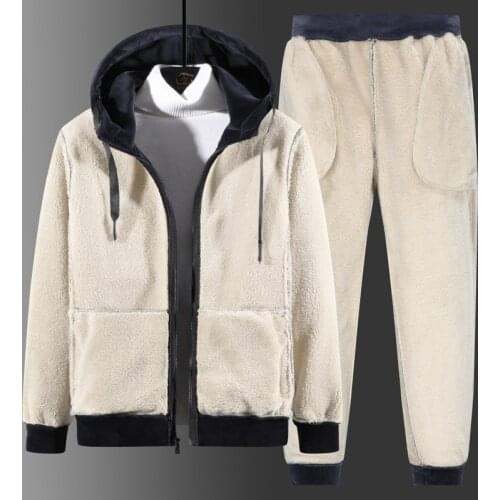 Winter Thick Tracksuit Sets Hoodies+Pants Harajuku Sport Suits Casual Male Warm Gym Set Sweatshirts Tracksuit Brand Sportswear