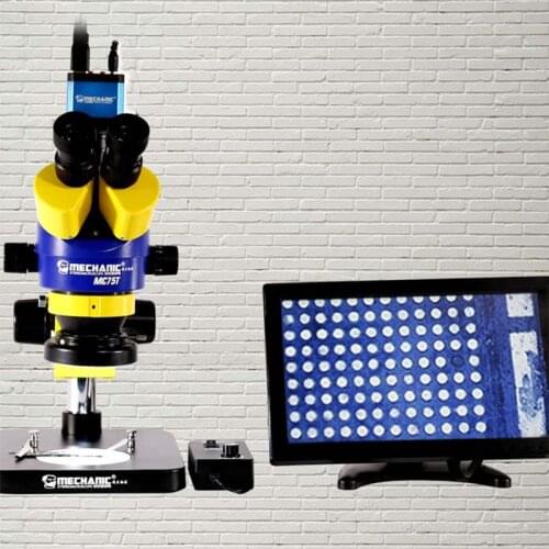 Wozniak Trinocular Stereo Microscope 7X-45X or 14X-180X External Screen Display MC75T-B1 Continuous zoom 56 LED Light