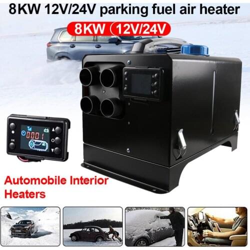8KW Universal Car Diesel Fuel Air Parking Heater Black LCD display Four holes For RV/Trailer/Trucks/Motor-home/Boats/Camper Van