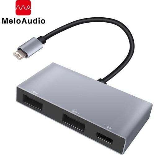 MeloAudio for Lightning to Dual USB 3.0 Camera Adapter OTG Cable with Charging Port Support U Disk for iPhone iPod,No App Needed