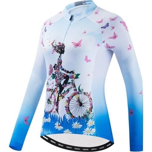 JPOJPO Women Long Sleeve Cycling Jersey Shirts MTB Bike Clothes Top Ladies Riding Team Maillot Ropa Ciclismo Bicycle Clothing