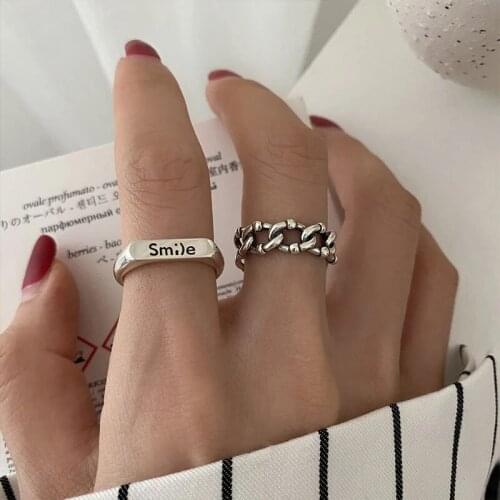 Vintage Joint Ring Sets For Women Hiphop Minimalist Gold Silver Color Geometric Smile Rings Set Party Fashion Jewelry