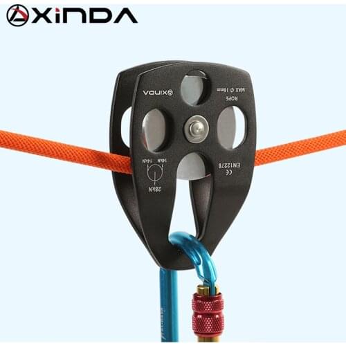 XINDA Professional Pulley Gear Mountaineering Rock Climbing Rescue High Altitude Carriage Rescue Pulley Sheave with Swing Plate