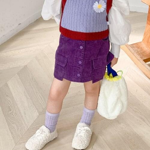 Baby Girls Skirts Kids Korean Autumn Winter Skirt Korean Solid Pocket Corduroy Skirt For Girl Toddler Childrens Mini Skirt 2020
