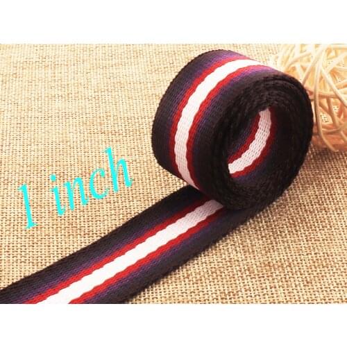 1" Cotton Webbing Black Purple Red White Striped Soft Belt Key Fob Lanyard Webbing Leash Supplies Tape Bag Purse Webbing-25mm