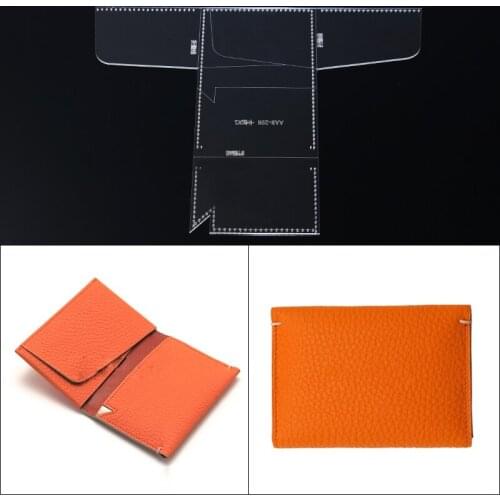 1 Set Acrylic Template Pattern Cutting For DIY Handmade Short Wallet Leathercraft Leather Template Simple Design 10*7.5*1cm