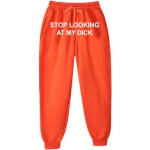 2020 Winter Fleece Sweatpants Men Women Stop Looking At My Dick Printed Jogging Trousers Couples Hip Hop Streetwear