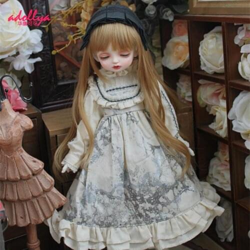 Adollya BJD Doll Clothes Dress For Dolls Accessories 1/3 1/4 1/6 Handmade Doll Clothes Skirt + Headdresses Dress Toys For Girls