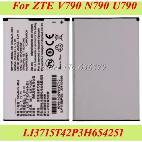1500mAh LI3715T42P3H654251 Battery For ZTE V790 N790 U790 U805 N790S U232 U803 U806 Bateria Accumulator AKKU