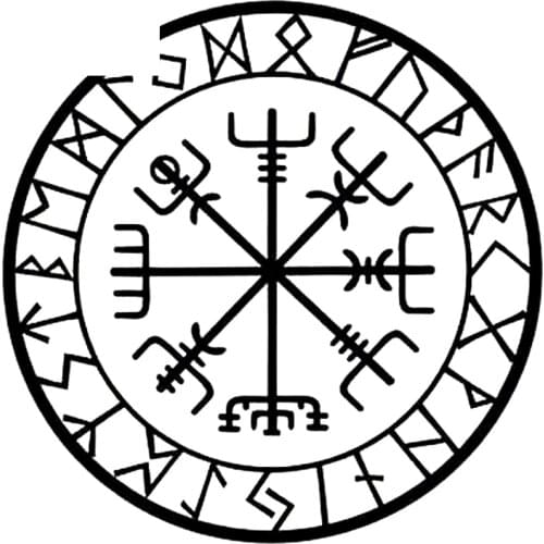 Car Sticker Personality Fashionable Creative Compass Rune Car Decoration Decal Creative Waterproof Black/White, 15cm*15cm