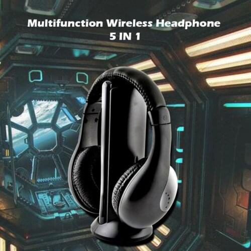 Wireless Headphone Cordless RF Mic for PC TV DVD CD MP3 MP4 5 in 1 Wireless Stereo Headset
