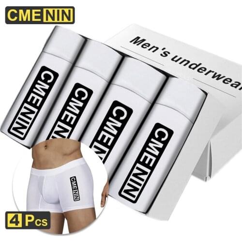 CMENIN 4Pcs/lot Ins Style Sexy Boxer Homme Cotton Mans Underwear Men Soft Mens Underpants Boxershorts Men Long Boxer Man CM005