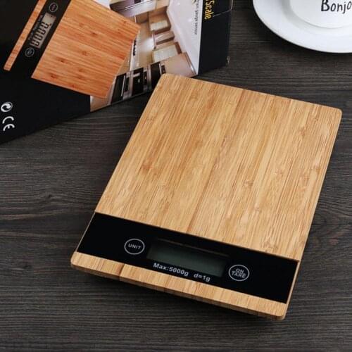 Household High Precision Digital Display Electronic Kitchen Baking Bamboo Scale
