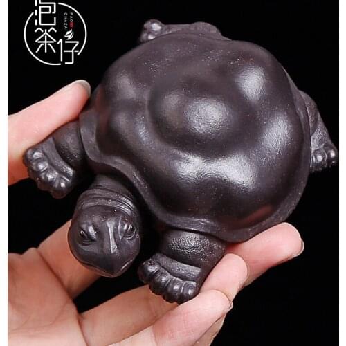 Tea by hand pet can keep black mud turtle character zhu tea table decoration on the tea table of furnishing articles